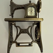 Vintage Brass Sewing Machine Miniature Clock