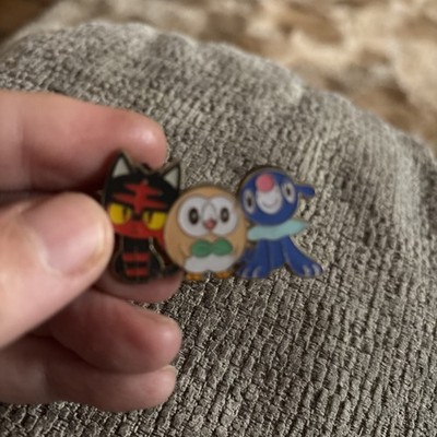 Alolan Starters Popplio Litten Rowlett Pokemon Pin Badge Metal Shiny 2016 RARE