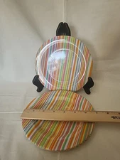 Set Of 4 Appetizer 7" Plates Colorful Striped Plastic Plates  Party Supplies