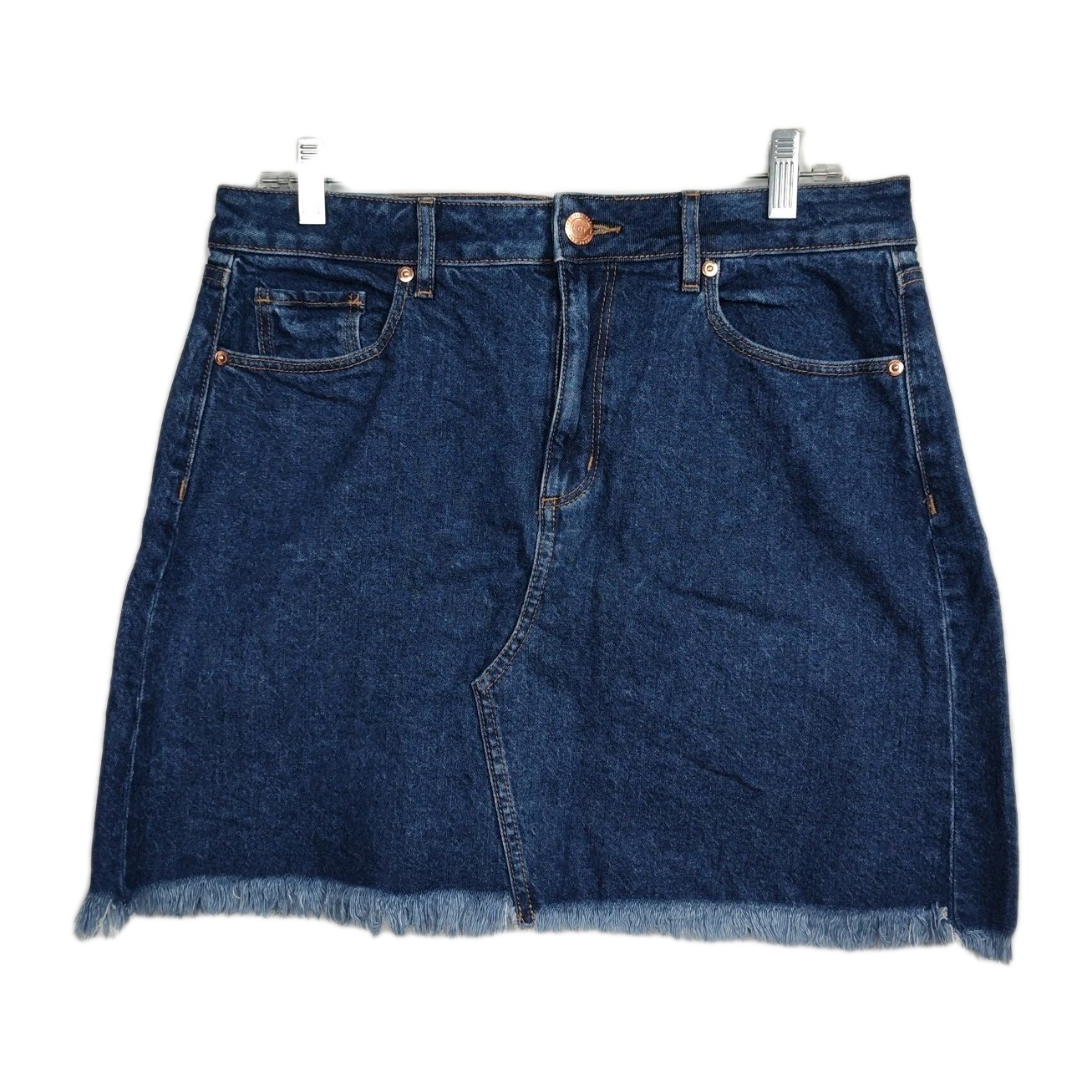 LOFT Denim Skirt Women's Size 8 Blue Raw Hem 18