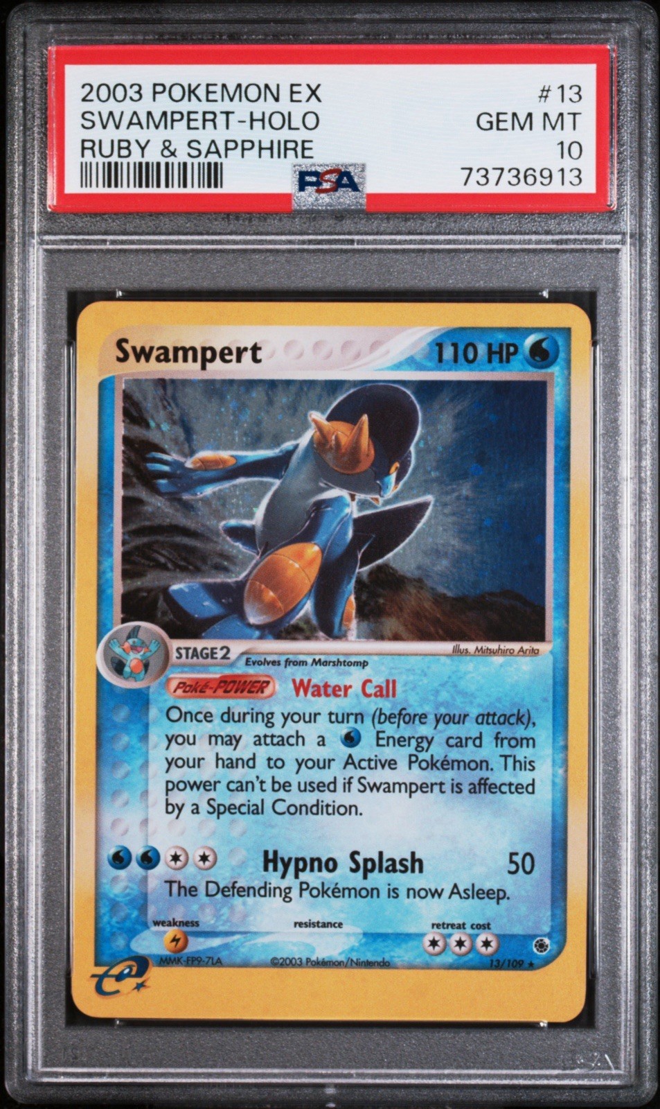 PSA10 2003 Swampert Ruby and Sapphire Holo 13/109 Pop 37