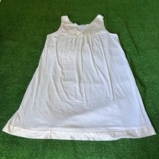 Vintage Vanity Fair Cream Satin Nightgown Flower Detail Long Sleep Dress Size L
