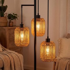 3 Pack Rattan Lamp Shades, Boho Macrame Handwoven Rope Covers for Pendant Lig...