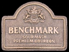 MF28146 *NOS* VINTAGE 1970s *BENCHMARK SOUR MASH PREMIUM BOURBON* BOOZE BUCKLE