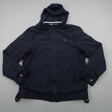 Polo Ralph Lauren Jacket Kids XL Blue Windbreaker Hooded Fleece Lined Full Zip