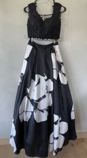 Madison James Women s Gown Dress 0 2 XS Prom Formal Maxi Top Skirt Black White