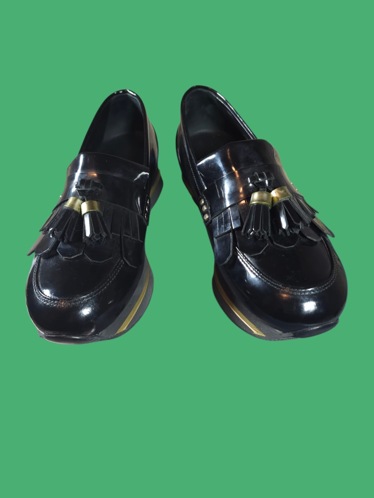 ​Hogan Interactive Platform Black Leather Fringe … - image 4