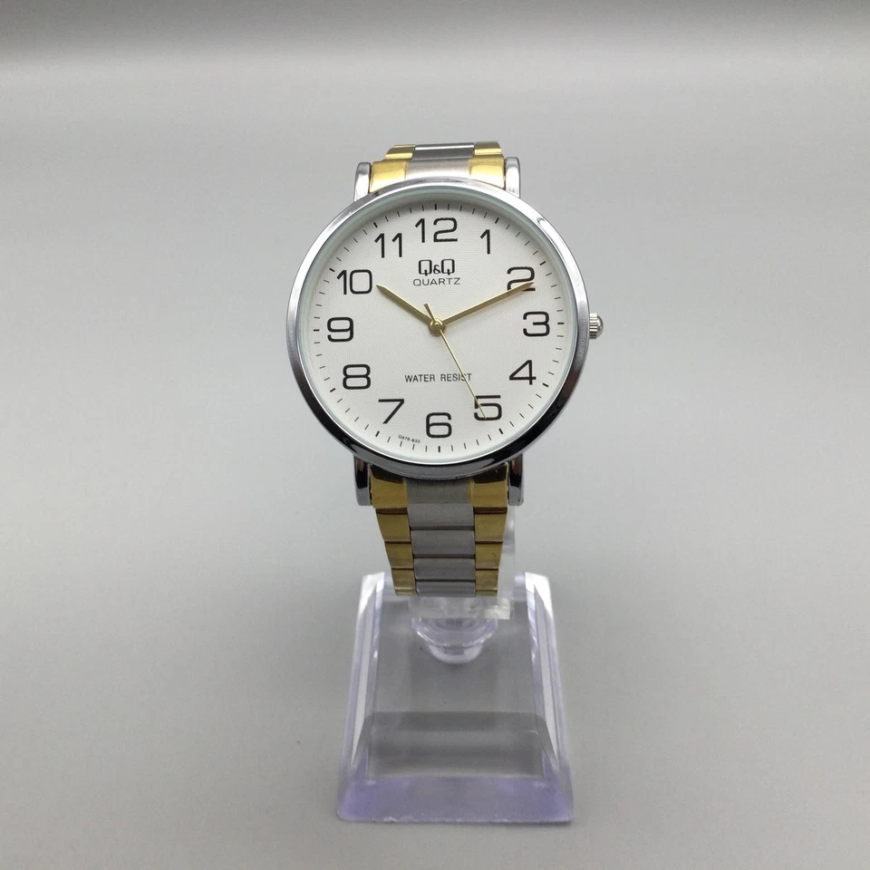 Q&Q Reloj Hombre 40mm Oro Plata Dos Tonos Acero Inoxidable Esfera Blanca 9.25" b Foto 2 de 4