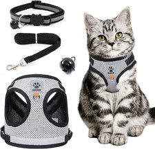 Pettorina Gatto Antifuga Con Guinzaglio Riflettente Regolabile,Traspirante Con C