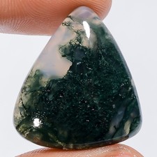 100 Natural Moss Agate Triangle Cabochon Loose Gemstone 28 Ct 25X22X5mm X-27442