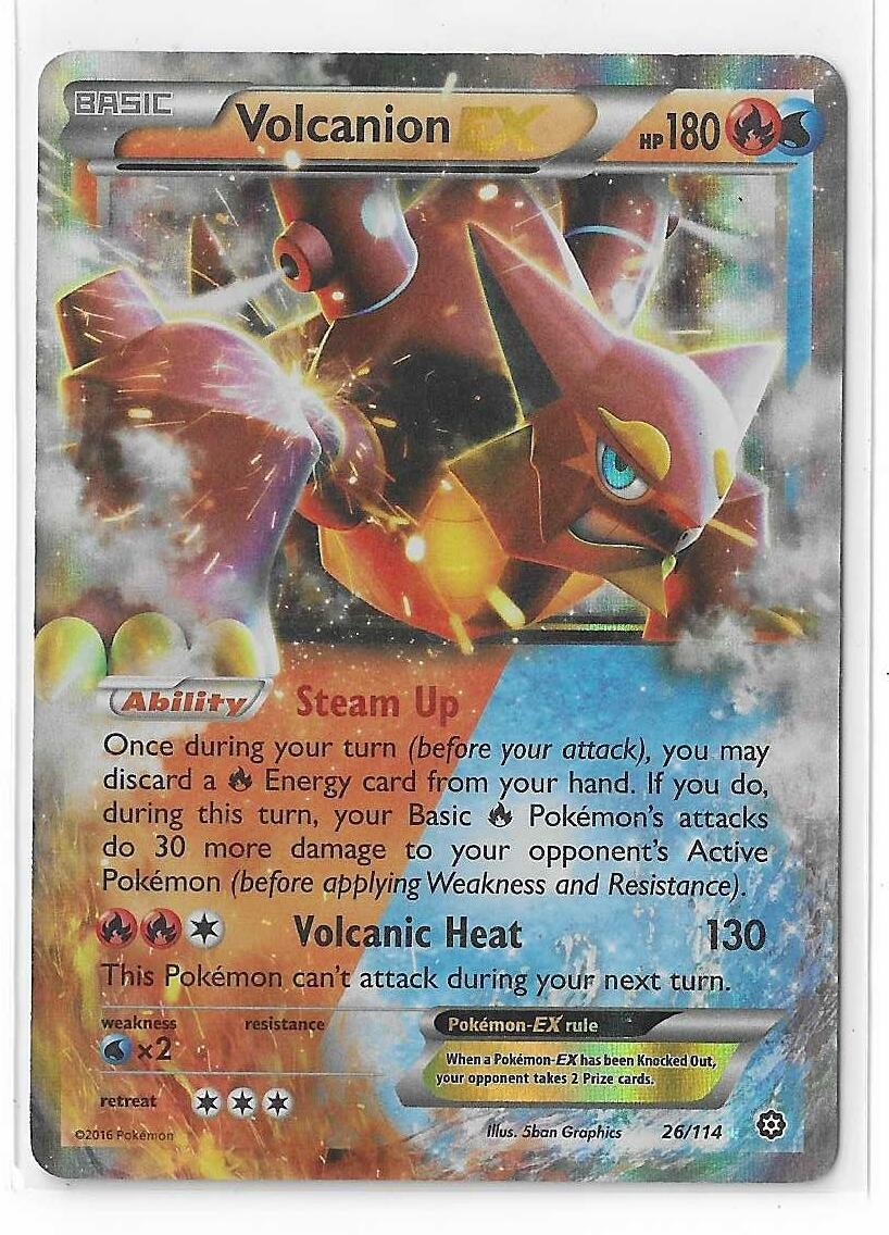 Volcanion EX 26/114 Steam Siege XY Holo Rare Pokemon TCG Card NM