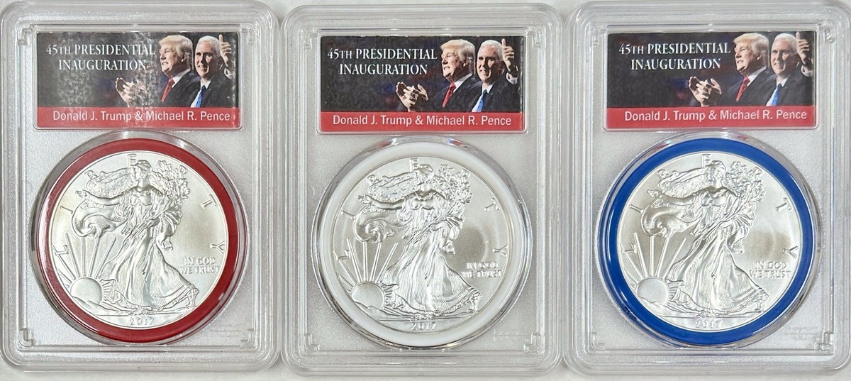 2017 SILVER EAGLE PCGS MS70 FIRST STRIKE DONALD TRUMP 45TH