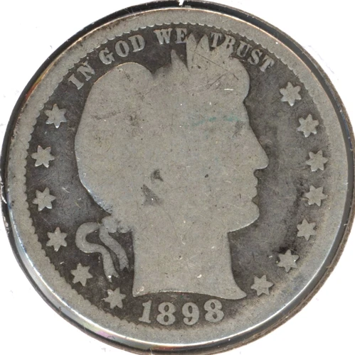 1898-P BARBER QUARTER ~ 90% SILVER ~ GOOD CONDITION ~ 1c START