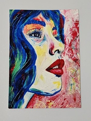 Vibrant Woman ACEO Art Print of Original Painting by Wenndelynn, 2.5''x3.5''