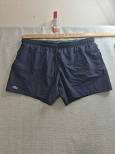 Lacoste Monochrome Swim Trunks Men 2XL Navy Blue Mesh Lined Quick Dry Drawstring