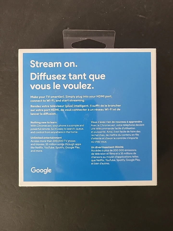 Google Chromecast (2nd Generation) HD Media Streamer Black FACTORY SEALED - Image 2 of 4