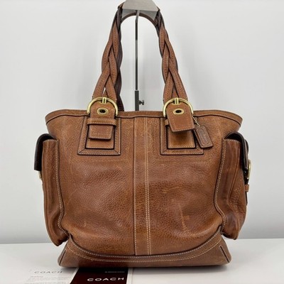 COACH Soho Tobacco Whiskey Pebbled Leather Shoulder Tote Bag 10049 Y2K Authentic