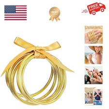 Glitter Jelly Gold Bangles Bracelets for Women - Gold Soft Silicone Sparkling...