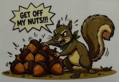 Get off my Nuts Sticker 3in x 2in UV funny squirrel