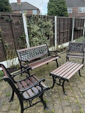 Berkeley Forge Cast Iron Table Bench & Chairs Set