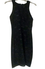 Black Lace Dress LBD Nightway Size 4 Illusion Neck Party Sheath Sexy Goth Siren