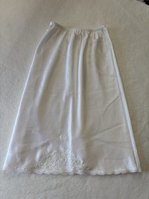 Vintage Christian Dior Liquid Satin Lace Half Slip Culotte Pettipants White S