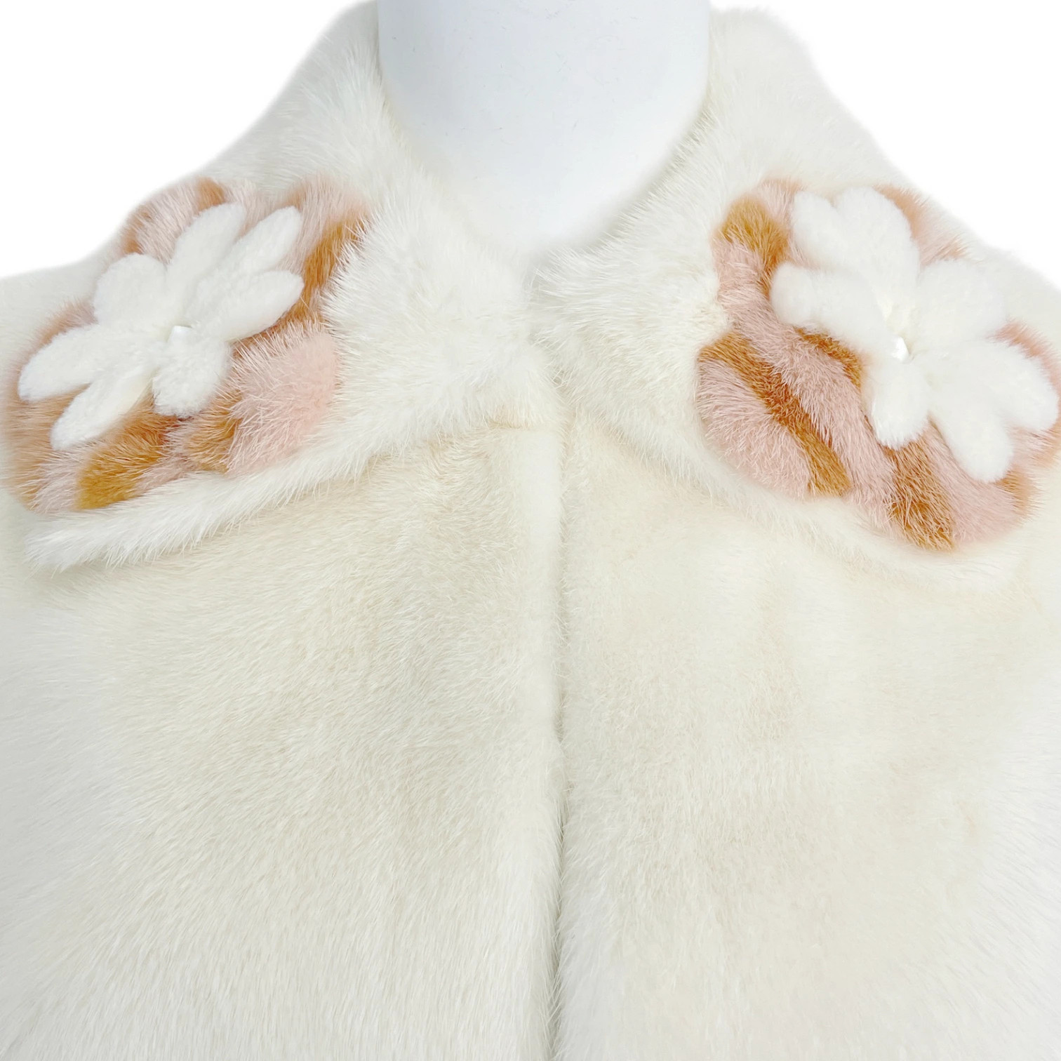 FENDI Leather Fur Floral Pattern Coat White Size 36 Excellent Condition thumbnail 3