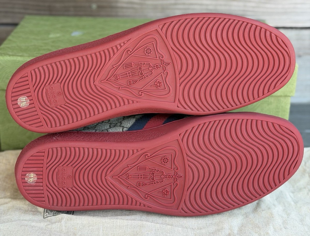 New Gucci Ace GG Supreme Web Red Beige Shoes Size 11.5 US (367274) Mens Gucci Ace GG Supreme  main image 2