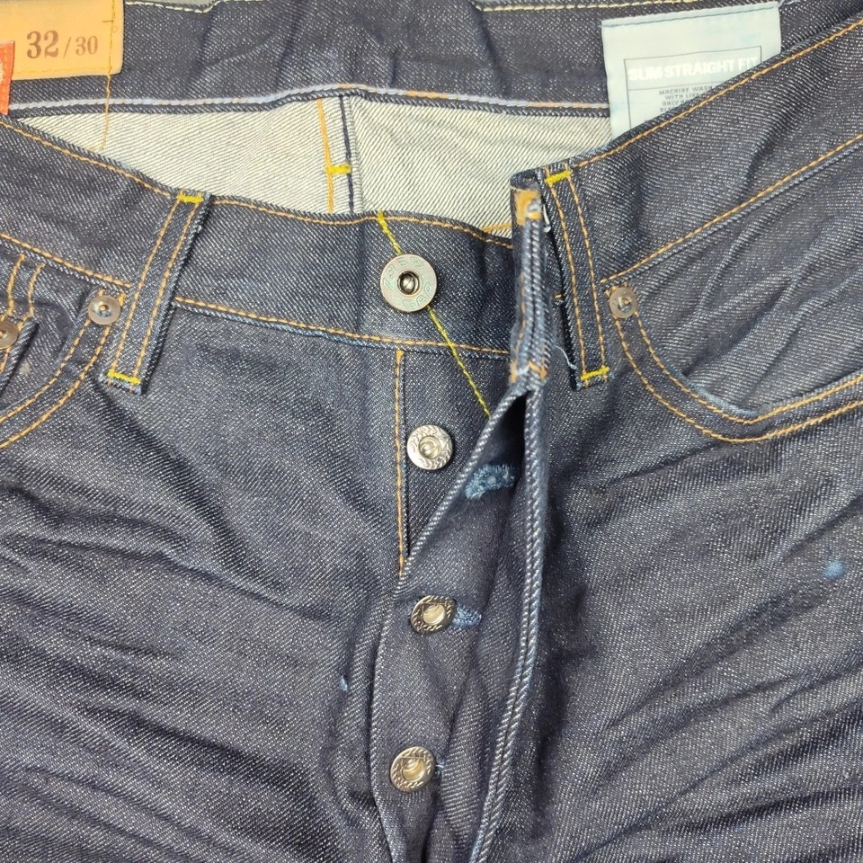 Pantalones de mezclilla Gap 1969 para hombre 32x30 azul botón mosca ajustados rectos lavado oscuro Foto 4 de 4