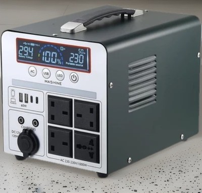 Powerstation Tragbar 1000W/666Wh Akku Generator Inverter 4 AC Steckdosen