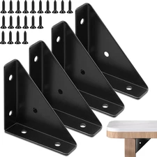 4Pcs Corner Bracket Black Angle Bracket Corner Brace, Metal Corner Brackets Tria