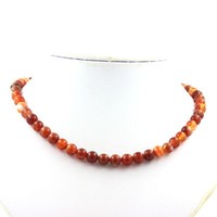 Collier Perlen Achat Banded 8 Mm Kette Aus Edelstahl.