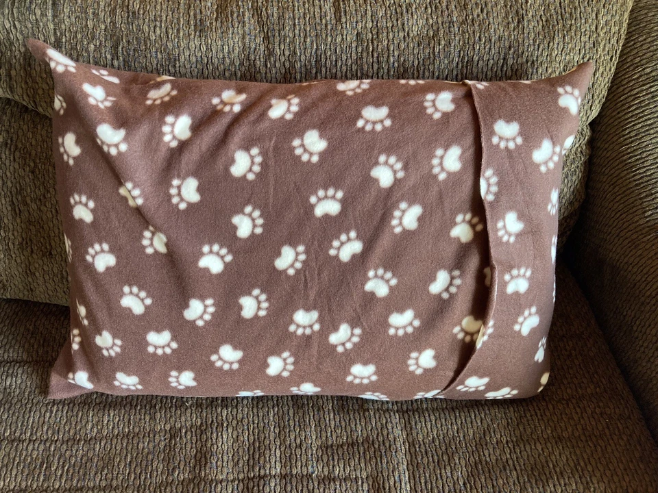 Funda de almohada estándar de lana hecha a mano para niños marrón cachorro perro gato gatito patas animal Foto 2 de 4
