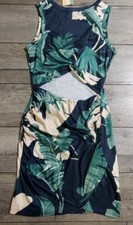 Sz M Women's Summer Sleeveless Casual Crewneck Bodycon Tank Dress Cutout Twist