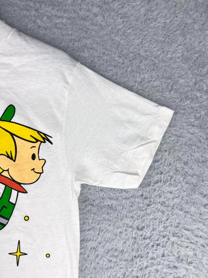 Camisa Hanes feminina pequena branca 1990 envoltório em torno da arte The Jetsons algodão vintage - Imagem 4 de 4