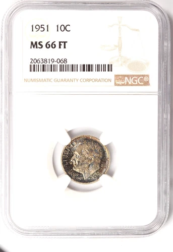 1951 Roosevelt Dime NGC Certified MS66 FT (819-068)