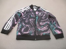 ADIDAS Size 5T Girls Multicolor Zip Pocket Bomber Lightweight Track Jacket 422
