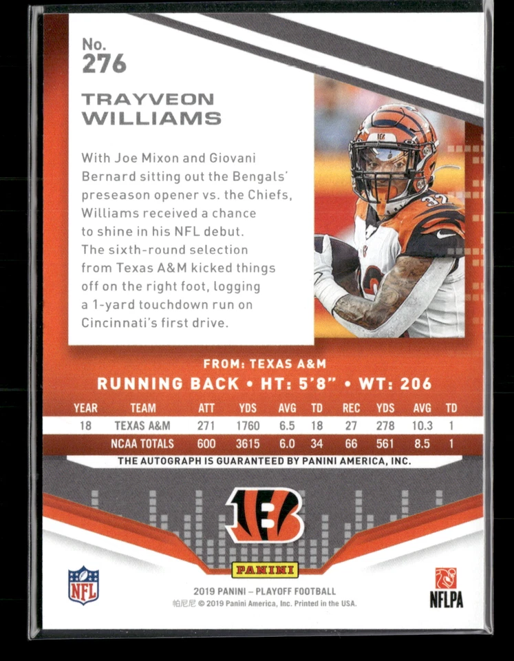 Trayveon Williams 2019 Playoff RC Auto - Image 2 of 2