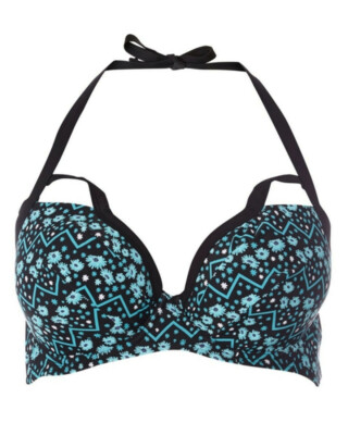 Curvy Kate CS3851 34D Black Aqua Reflex Plunge Strappy UW Bikini Top NWT