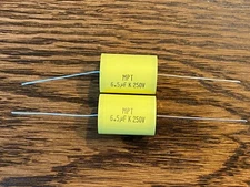 2 New 6.5 uF 250V Supertech MPT Film Audio Signal Crossover Capacitors (Qty)