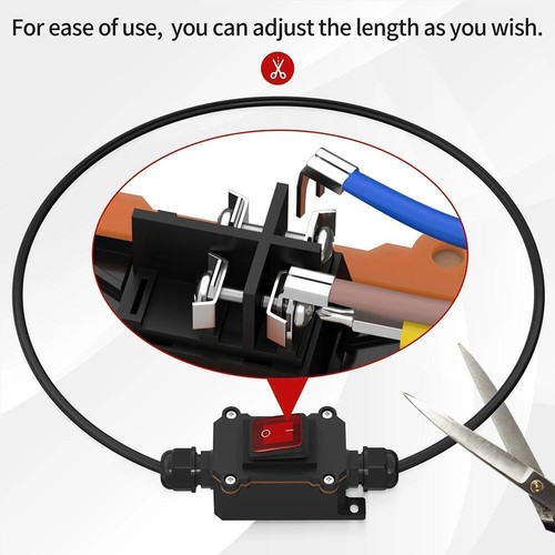 Inline Power Cord 110V-220V 12V-24V Marine Rocker Switch Waterproof Off On Hot~ - Picture 8 of 13