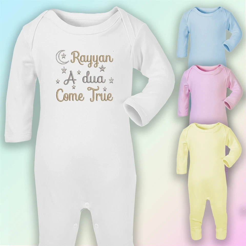 BABYSTITCHING Personalisierter Dua Come True bestickter Baby Strampler Strampler Geschenk islamisch