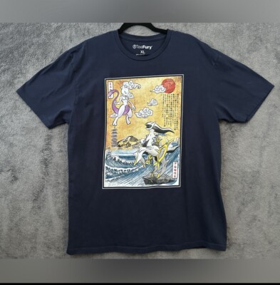 Cat And The Koi Fish Graphic Tee Shirt Unisex XL Blue Battle Of The Legends Art