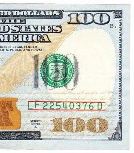 Circulated $100 Serial Number Misalignment Error, Alignment-Misprint Misaligned - Picture 6 of 6