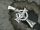 Gothic Silver Pendant Cross Jesus Inri 925 Silver Solid with Wheel