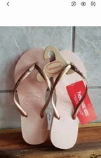 Havaianas- Glamour Crystal- Slim Flip-flop- Ballet Rose- Women's 9/10- NWT