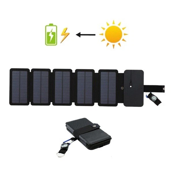 4 Panels Portable USB Solar Charger Power Bank Backpack for Camping charging