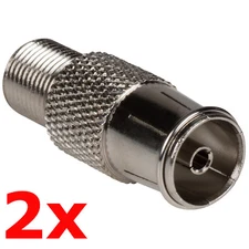 2 Pack - PAL Female to F Type Jack Adapter - Coax TV FM Radio Antenna Converter