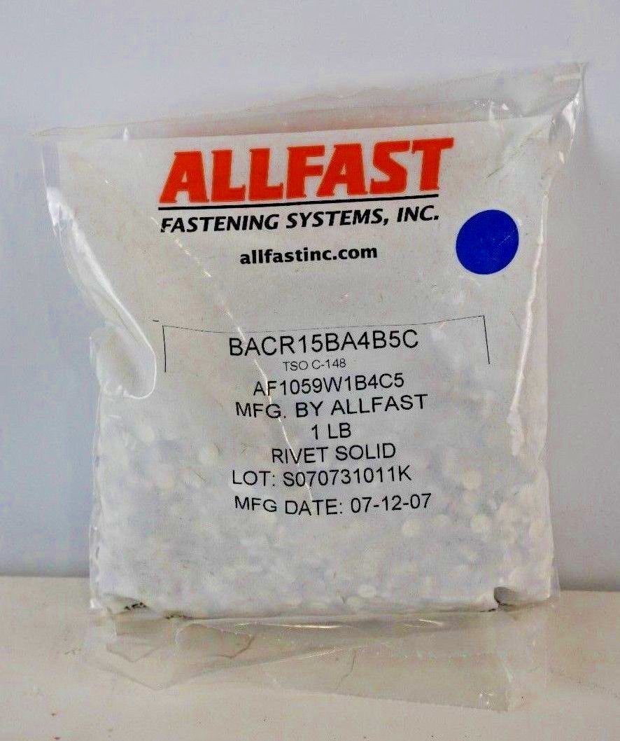 ALLFAST Soild Rivets P/N BACR15BA4B5C, TSO C-148, Silver | eBay