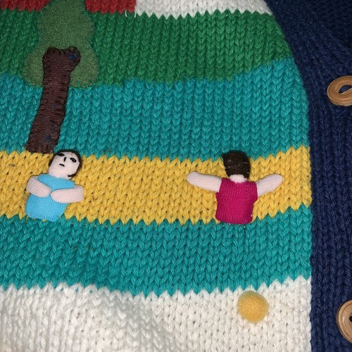 Vintage 90er Andina Neuheit Baumwolle Knopf Pullover Tennisspieler bunt - Bild 5 von 19